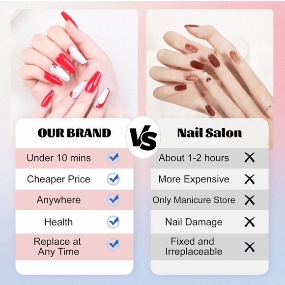 BUNDLE ANY 3 FOR $25 Red & White  color - Press on Gel Nails- New Set 💅 - Picture 4 of 8